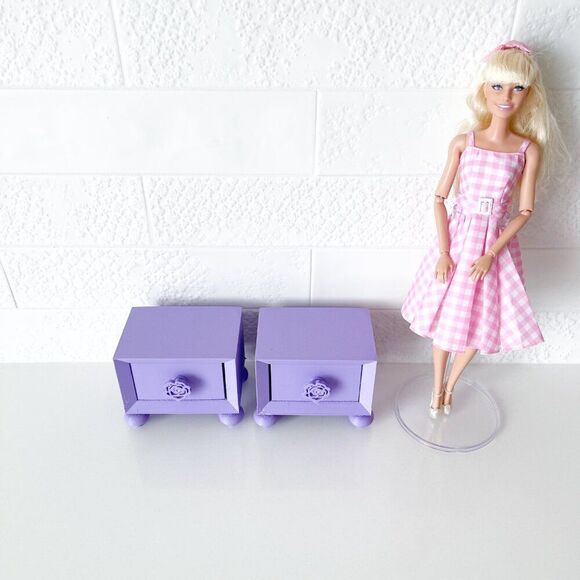 Miniature Barbie Nightstands (Set of 2) Lavender 3D Printed Dollhouse Furniture - Picture 6 of 6